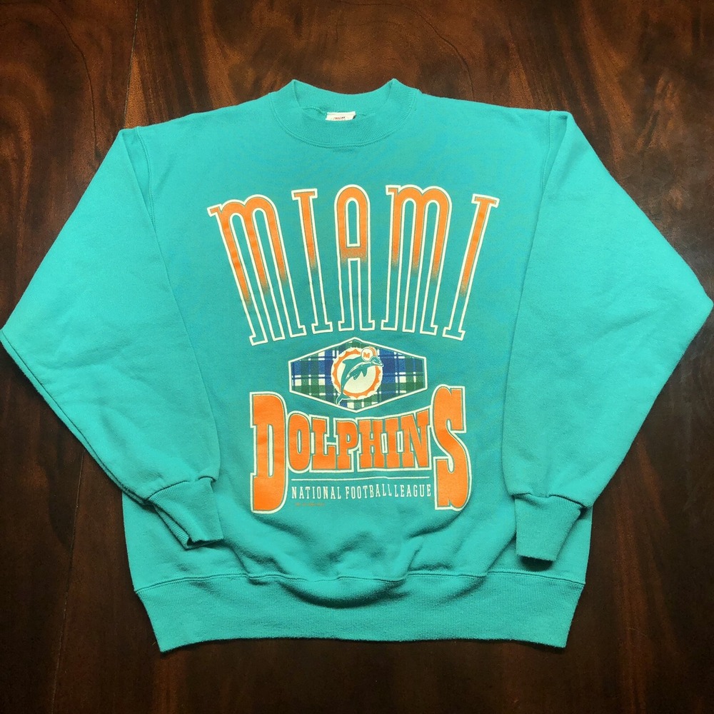 Vintage 90s Game Day by Cliff Engle Size L NFL Miami Dolphins Teal Crewneck